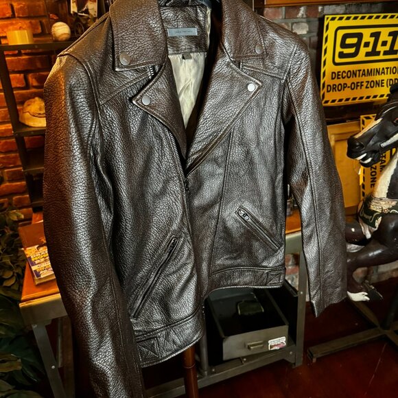 JOHN VARVATOS 25th Anniversary Silver Foil Leather Moto Jacket sz48 - Picture 3 of 12